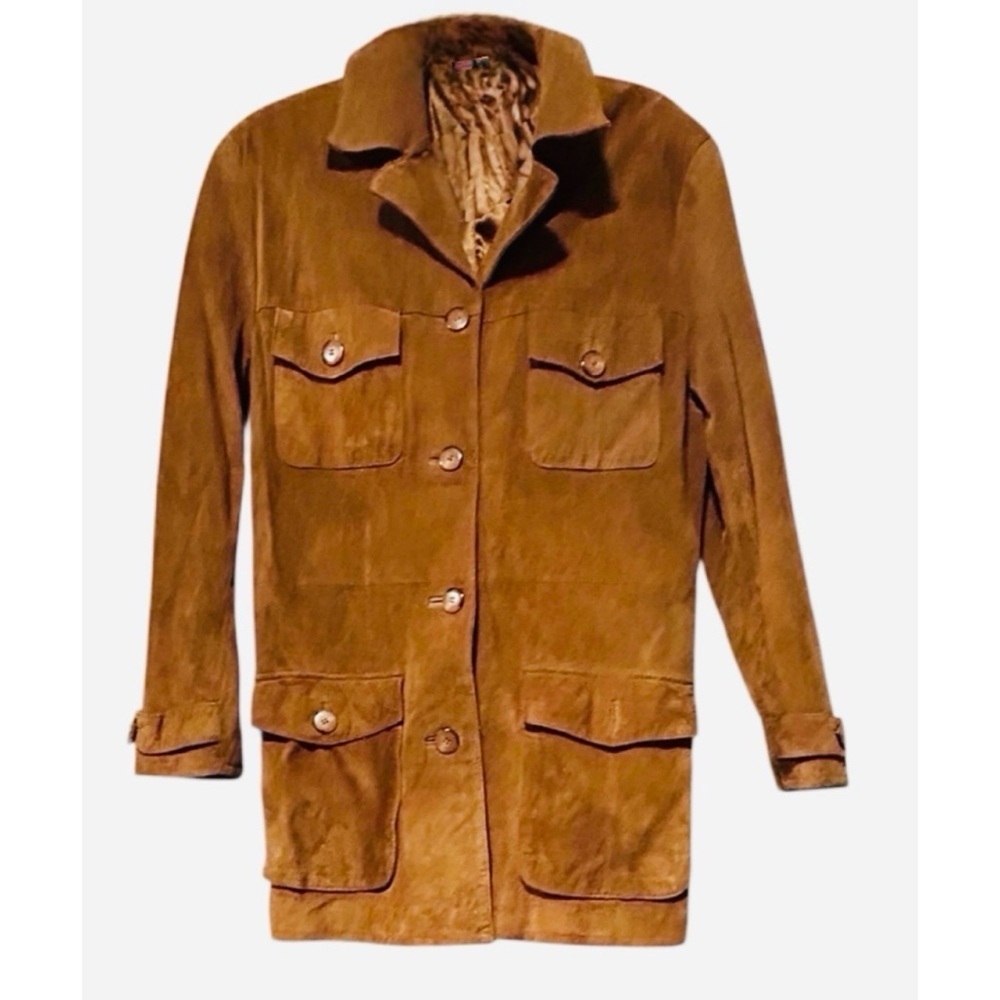 Virginia Slims Vintage 70s Rust Suede Jacket Pigskin Button-Up Size L